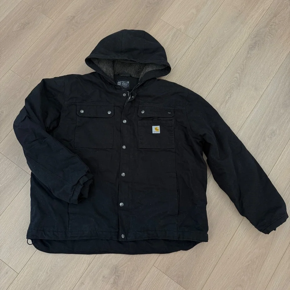 Carhartt OJ3826-M Relaxed Fit Sherpa Lined Hooded Jacket Mens 2XL Black Canvas